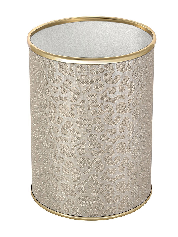 Ведро для мусора Geralis M-FLG-B Flower цвет Бежевый, кант Золото, 3 л