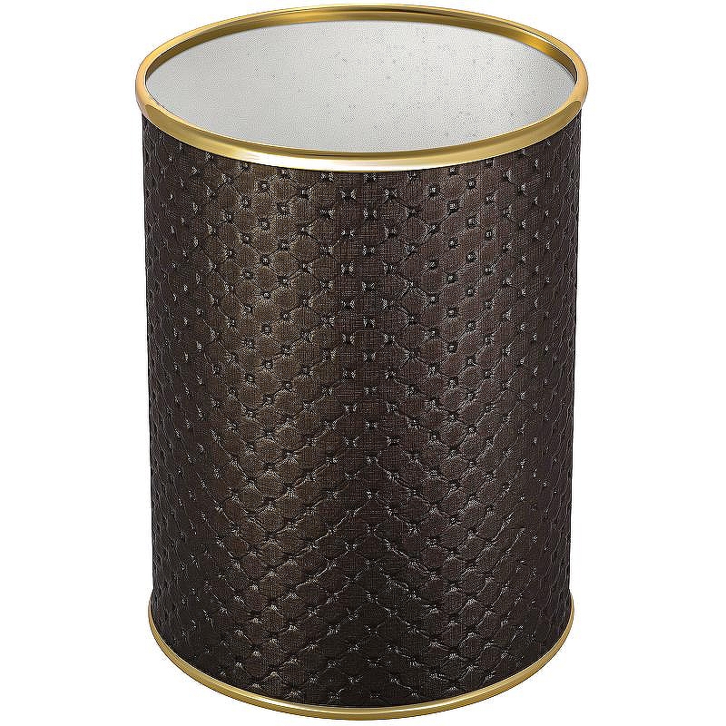Ведро для мусора Geralis M-PCG-B Punto Шоколад, кант Золото, 3 л