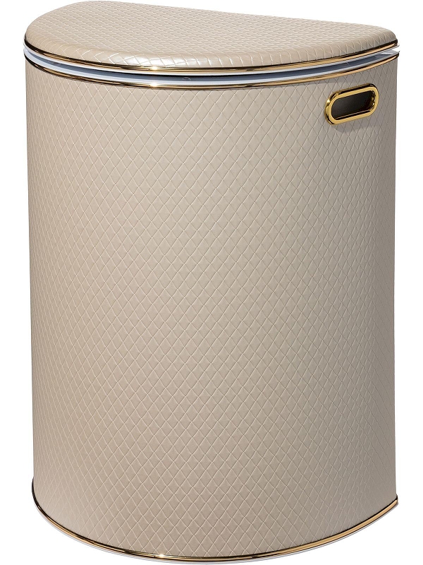 Корзина для белья Geralis NCLG-O Ромб цвет Бежевый, кант Золото, полукруглая