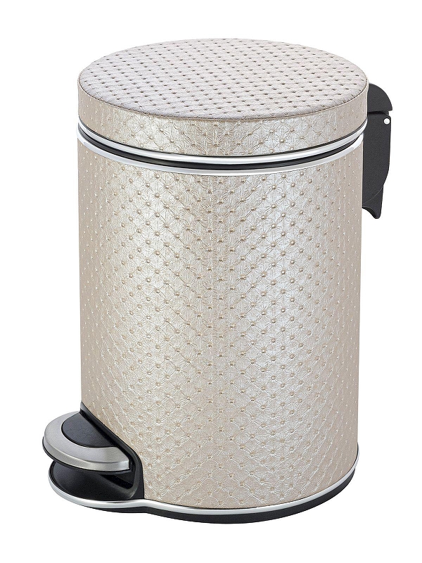 Ведро для мусора Geralis V-PLH-B Punto цвет Бежевый, кант Серебро, 5 л