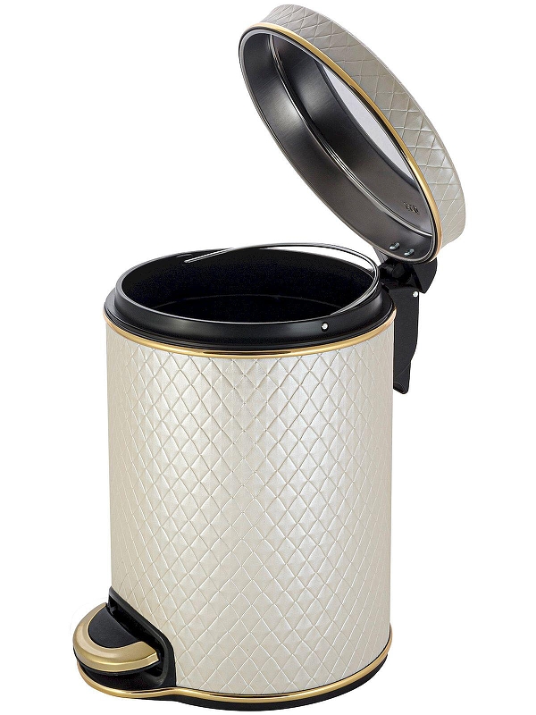 Ведро для мусора Geralis V-NCLG-B Ромб цвет Бежевый, кант Золото, 5 л
