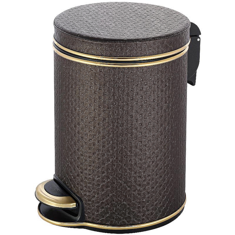 Ведро для мусора Geralis V-PCG-B Punto Шоколад, кант Золото, 5 л