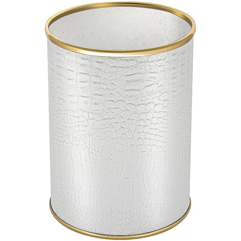 Ведро для мусора Geralis M-KWG-B Croco Белое, кант Золото, 3 л