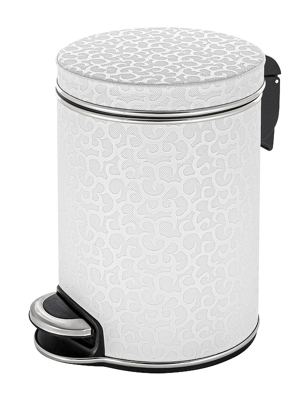 Ведро для мусора Geralis V-FWH-B Flower цвет Белый, кант Серебро, 5 л