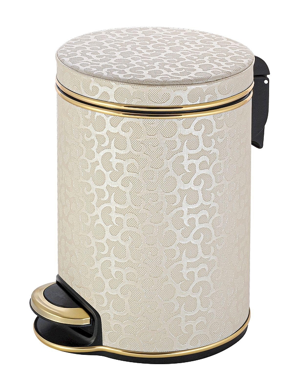 Ведро для мусора Geralis V-FLG-B Flower цвет Бежевый, кант Золото, 5 л