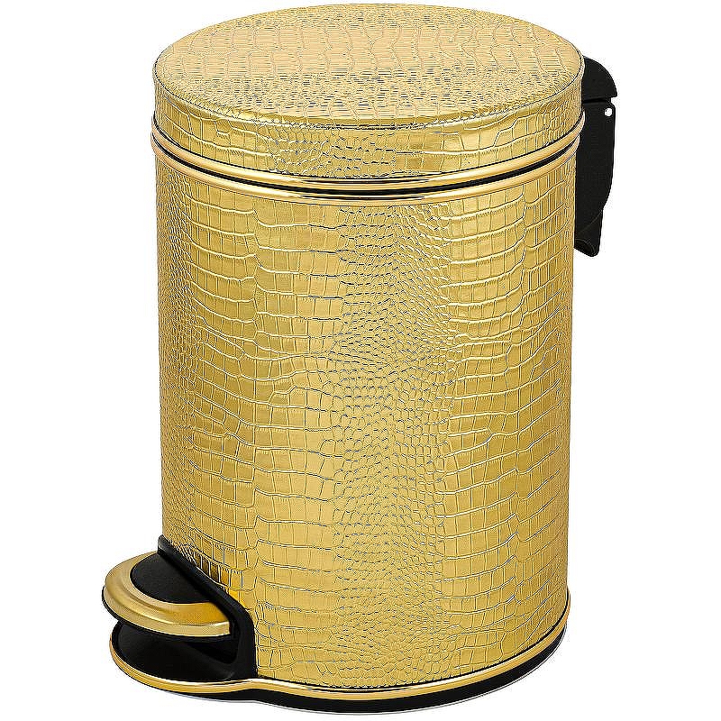 Ведро для мусора Geralis V-KGG-B​ Croco Золото, кант Золото, 5 л