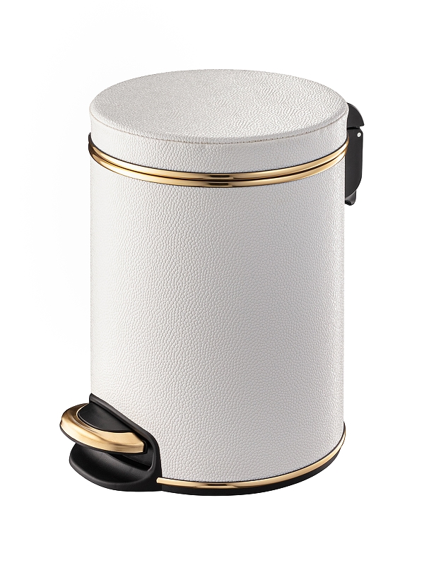 Ведро для мусора Geralis V-KHWG-B цвет Белый, кант Золото, 5 л