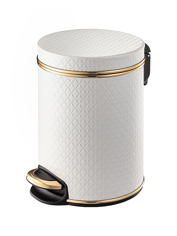 Ведро для мусора Geralis V-NCWG-B Ромб цвет Белый, кант Золото, 5 л
