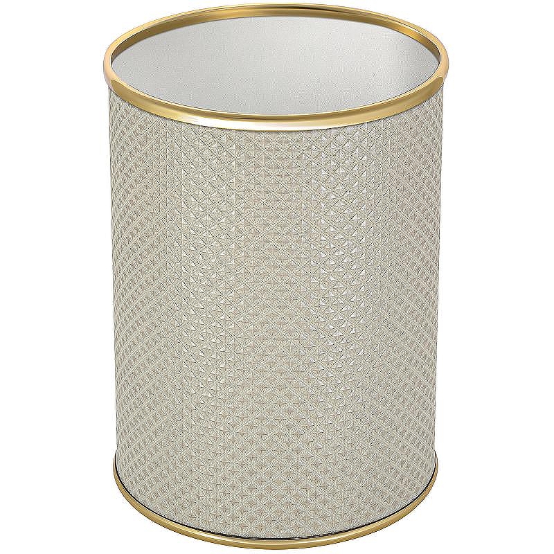 Ведро для мусора Geralis M-RWG-B Ромб Белое, кант Золото, 3 л